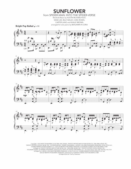 Free Sheet Music Sunflower