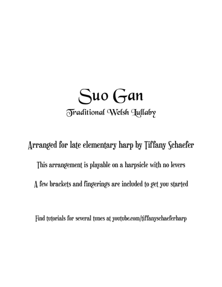 Free Sheet Music Suo Gan Elementary Harp Solo