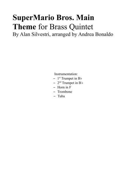 Super Mario Bros Main Theme For Brass Quintet Sheet Music