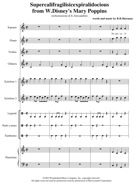 Free Sheet Music Supercalifragilisicexpiralidocious From Walt Disneys Mary Poppins