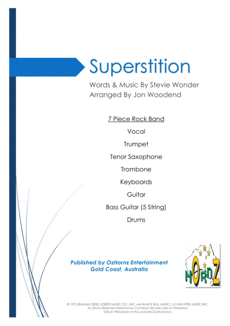 Superstition 7 Piece Horn Chart Sheet Music