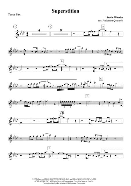 Free Sheet Music Superstition Tenor Sax