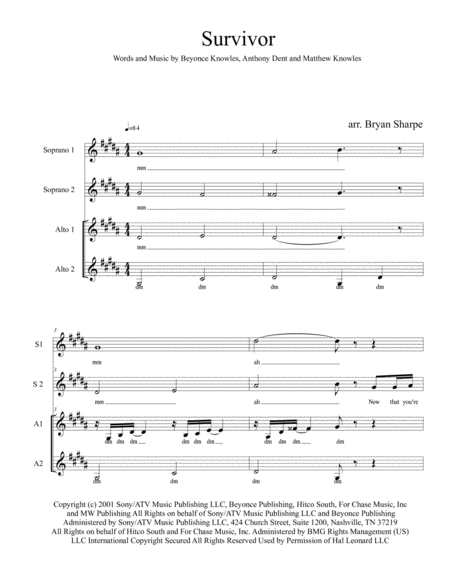 Free Sheet Music Survivor