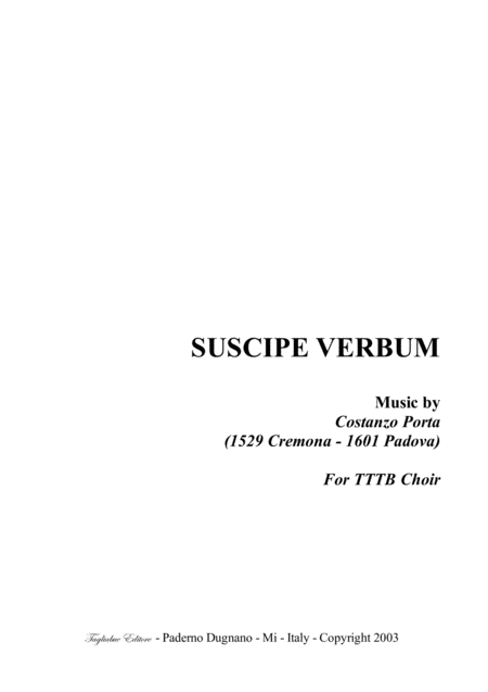 Suscipe Verbum C Porta For Tttb Choir Sheet Music