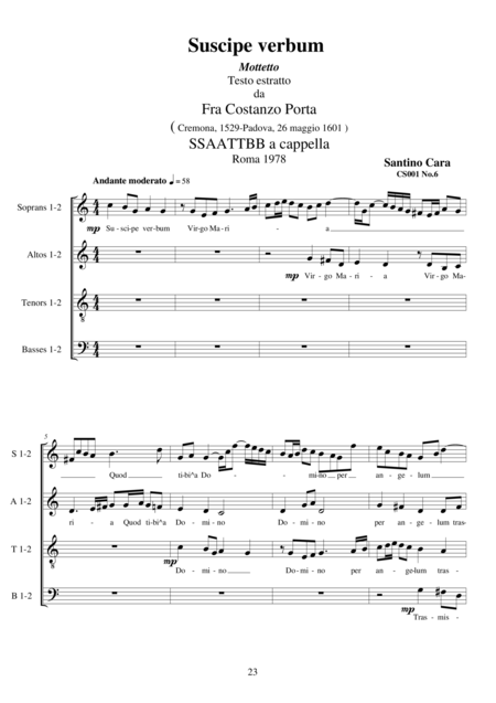 Free Sheet Music Suscipe Verbum Motet For Choir Ssaattbb A Cappella