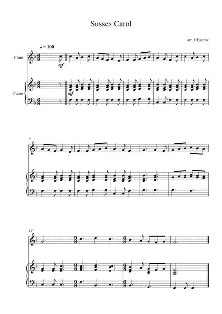 Free Sheet Music Sussex Carol For Flute Piano