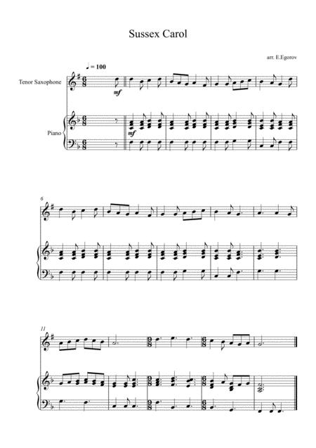 Sussex Carol For Tenor Saxophone Piano Sheet Music