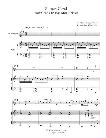 Free Sheet Music Sussex Carol With Good Christian Men Rejoice Piano Trumpet