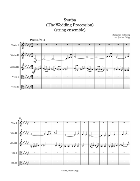 Svatba The Wedding Procession String Ensemble Sheet Music