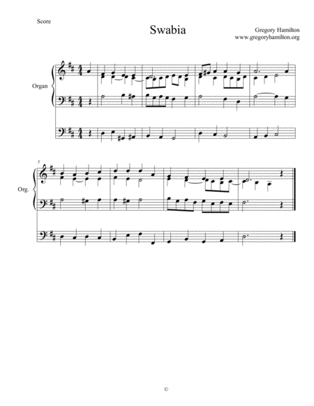 Swabia Alternate Harmonization Sheet Music