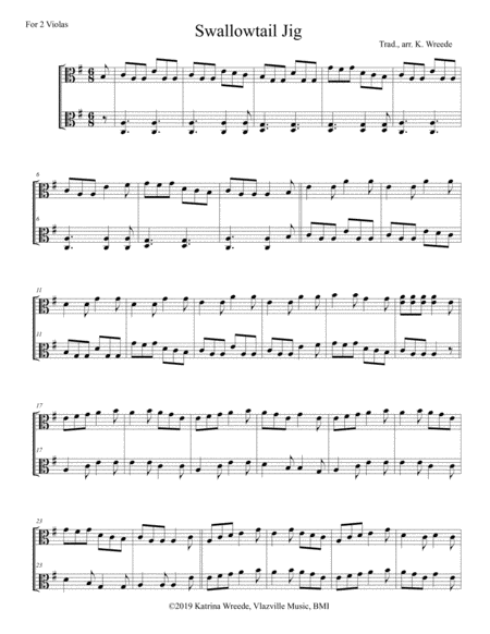 Free Sheet Music Swallowtail Jig Aka The Dancing Master For Two Violas