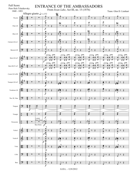 Free Sheet Music Swan Lake Overture To Act Iii Extra Score