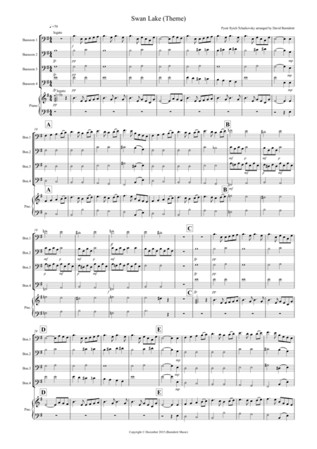 Free Sheet Music Swan Lake Theme For Bassoon Quartet