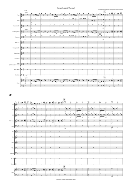 Swan Lake Theme For School Concert Band Sheet Music