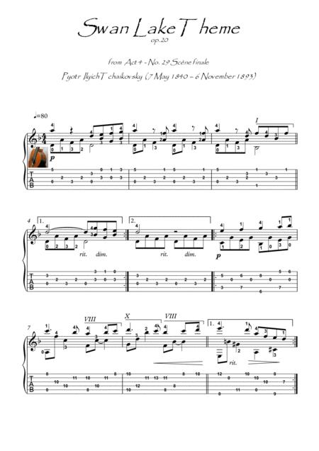 Swan Lake Theme Guitar Solo Sheet Music