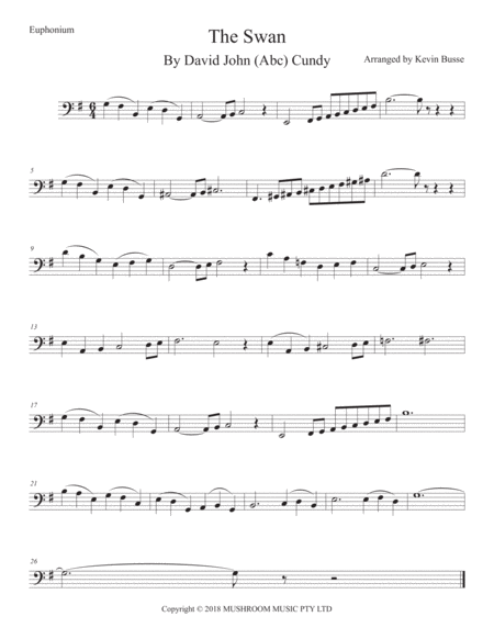 Swan The Arr Saint Saens Euphonium Original Key Sheet Music