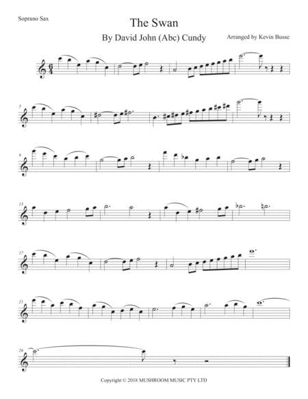 Swan The Arr Saint Saens Soprano Sax Easy Key Of C Sheet Music