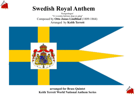 Swedish Royal Anthem Kungssngen The Kings Song For Brass Quintet Sheet Music