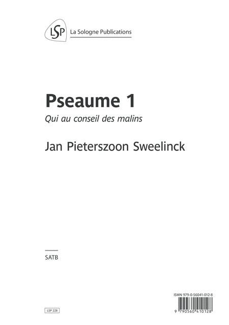 Free Sheet Music Sweelinck Pseaume 1 Satb