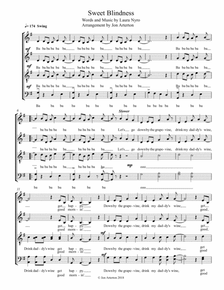 Free Sheet Music Sweet Blindness Satb A Cappella