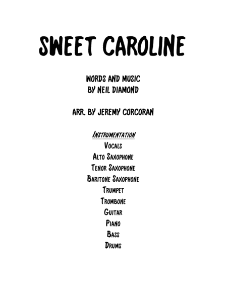 Sweet Caroline For Rock Band With Horns Sheet Music