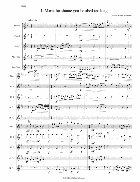 Free Sheet Music Sweet Suite For Flute Quintet Piccolo 2 Flutes Alto Flute And Bass Flute