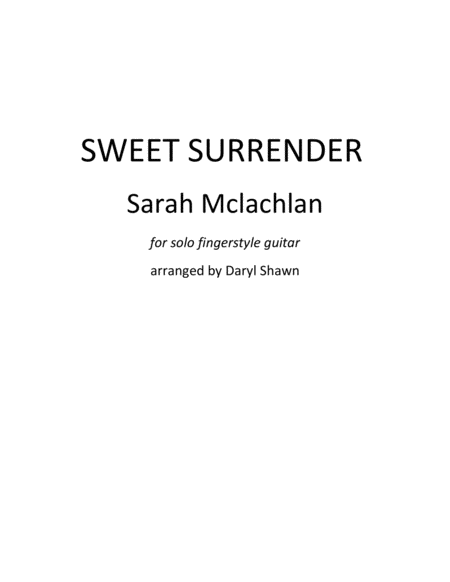 Free Sheet Music Sweet Surrender Sarah Mclachlan For Solo Fingerstyle Guitar