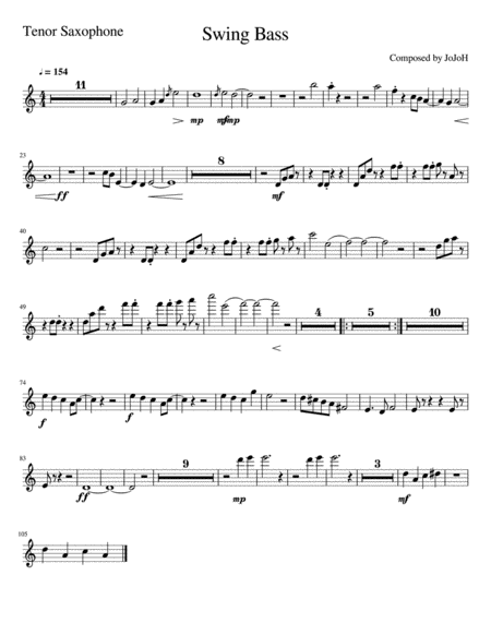 Free Sheet Music Swing Bass Bb Tenor Saxophone