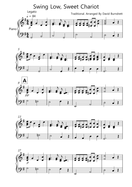 Free Sheet Music Swing Low Sweet Chariot For Piano Solo