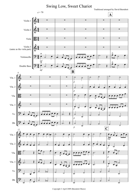 Swing Low Sweet Chariot For String Orchestra Sheet Music