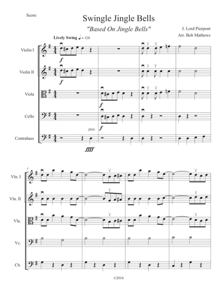 Swingle Jingle Bells For Strings Orchestra Sheet Music