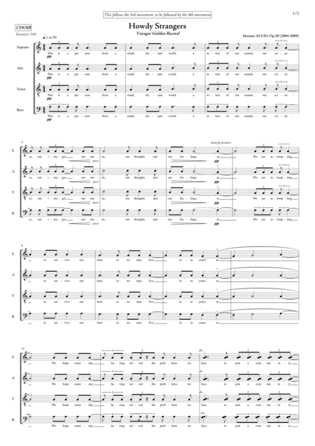 Symphonie De L Espace Symphony Of Space Choral Interlude Howdy Strangers Score Sheet Music