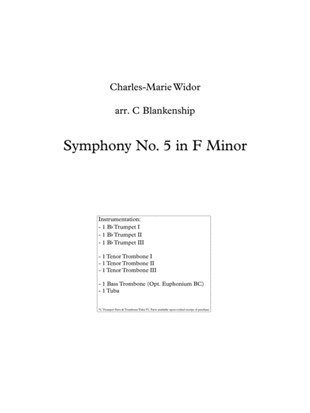 Symphony For Organ No 5 Toccata For Brass Octet Sheet Music