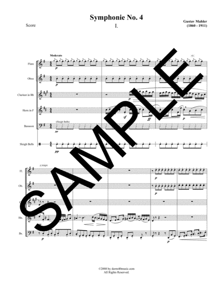 Free Sheet Music Symphony No 4 1st Movement For Woodwind Quintet With Optional Percussion