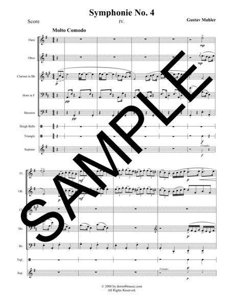 Symphony No 4 4th Movement For Woodwind Quintet Soprano And Optional Percussion Sheet Music