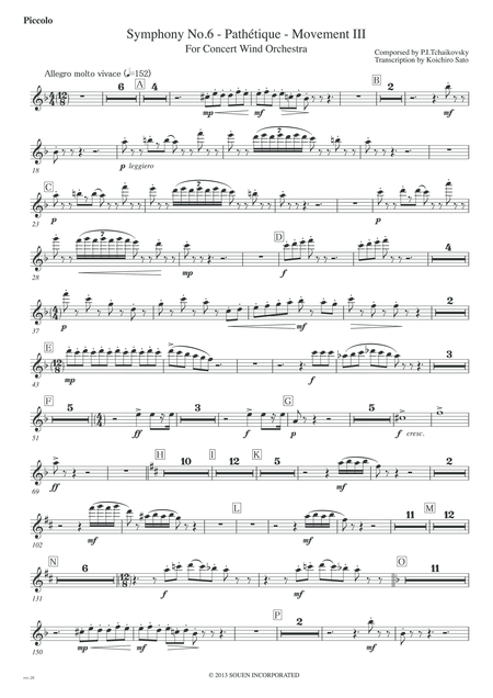 Free Sheet Music Symphony No 6 Pathetique Movement Iii Parts Solo Flute 1st 2nd Flute Piccolo