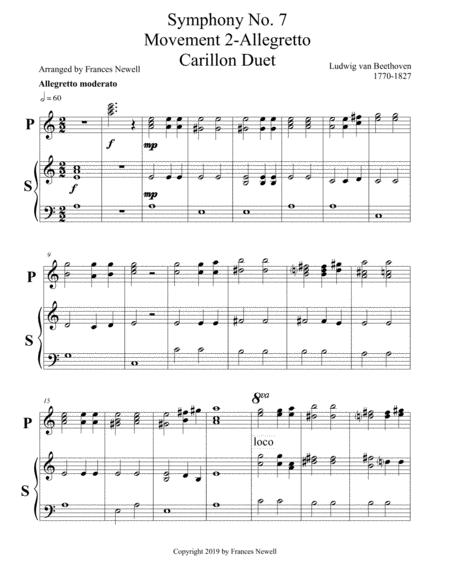 Symphony No 7 Movement 2 Allegretto Carillon Duet Sheet Music