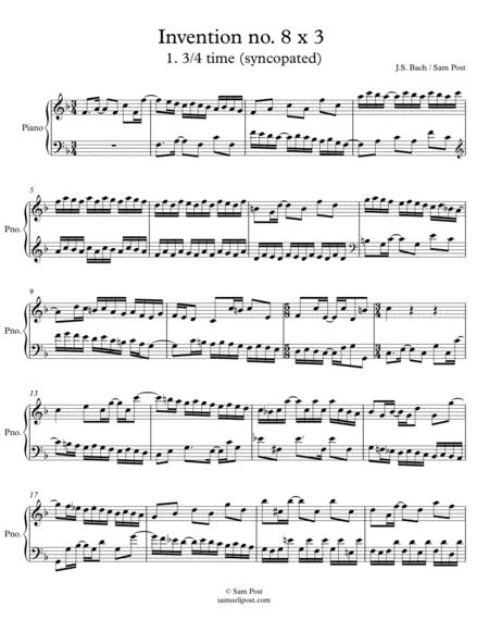 Free Sheet Music Syncopated Bach Invention No 8 X 3 Op 59
