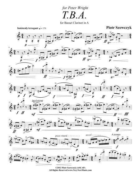 Free Sheet Music T B A For Basset Clarinet In A