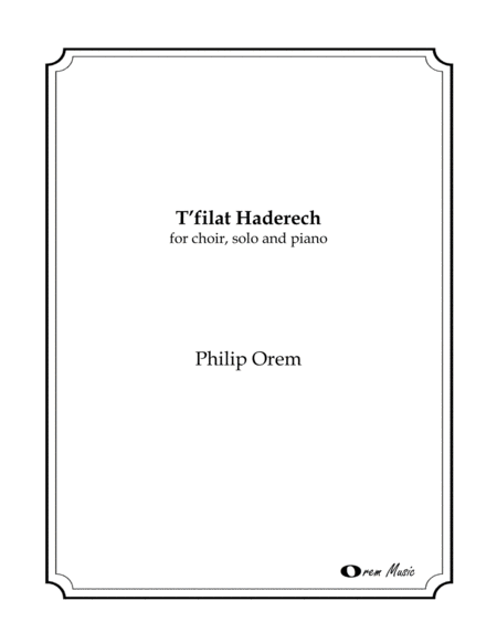 Free Sheet Music T Filat Haderech For Lindsay