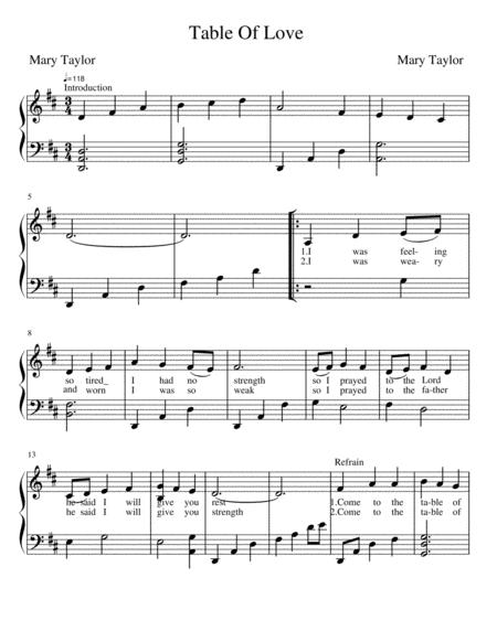 Free Sheet Music Table Of Love