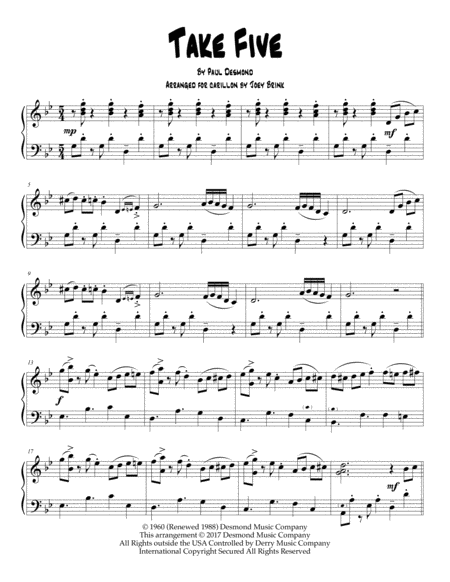 Take Five For Carillon Sheet Music