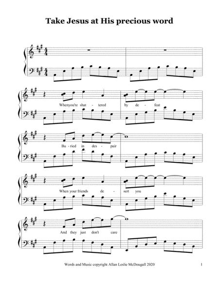 Free Sheet Music Take Jesus At His Precious Word