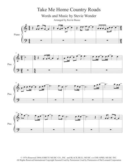 Take Me Home Country Roads Easy Key Of C Piano Sheet Music