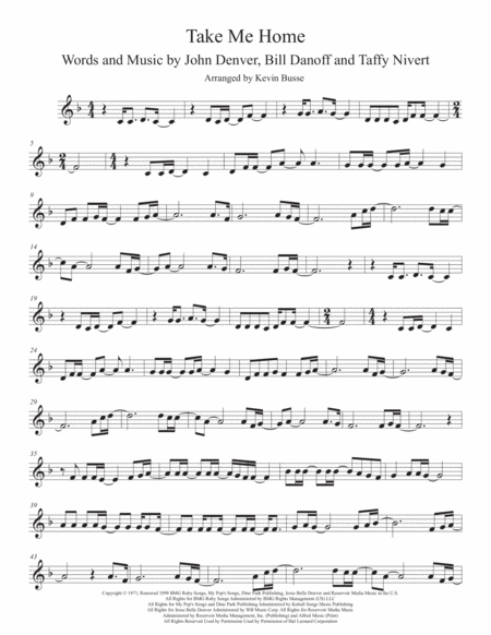 Free Sheet Music Take Me Home Country Roads Violin