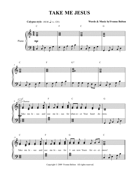 Take Me Jesus Sheet Music