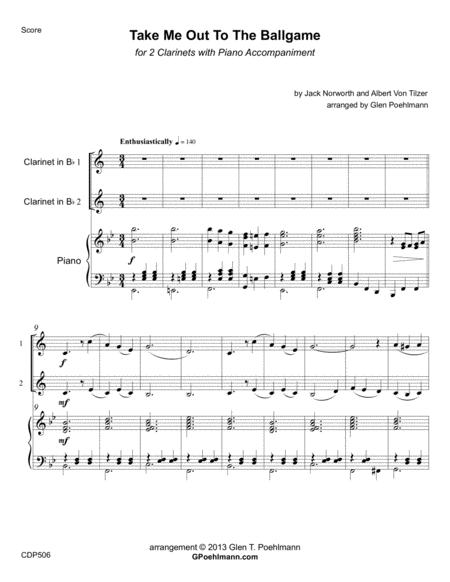 Take Me Out To The Ball Game Clarinet Duet With Piano Accompaniment Sheet Music