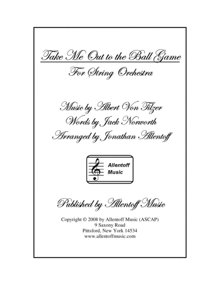 Free Sheet Music Take Me Out To The Ball Game For String Orchestra