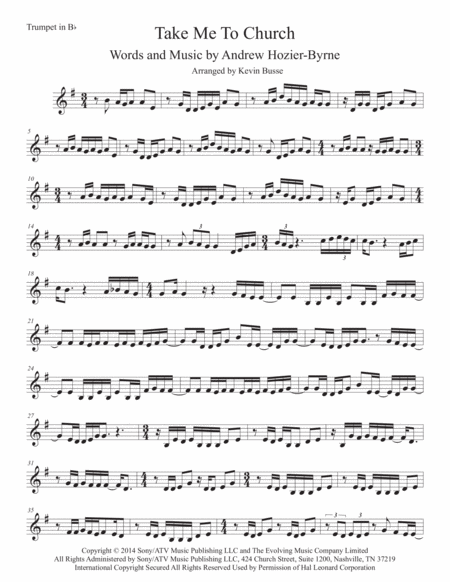 Free Sheet Music Take Me To Church Trumpet