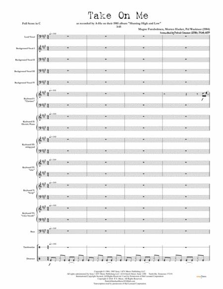 Take On Me A Ha Full Score Set Of Parts Sheet Music